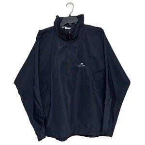 Vintage Mother Karens Jacket Mens M Made USA 1/4 Zip Black Zip Pockets Windbreak